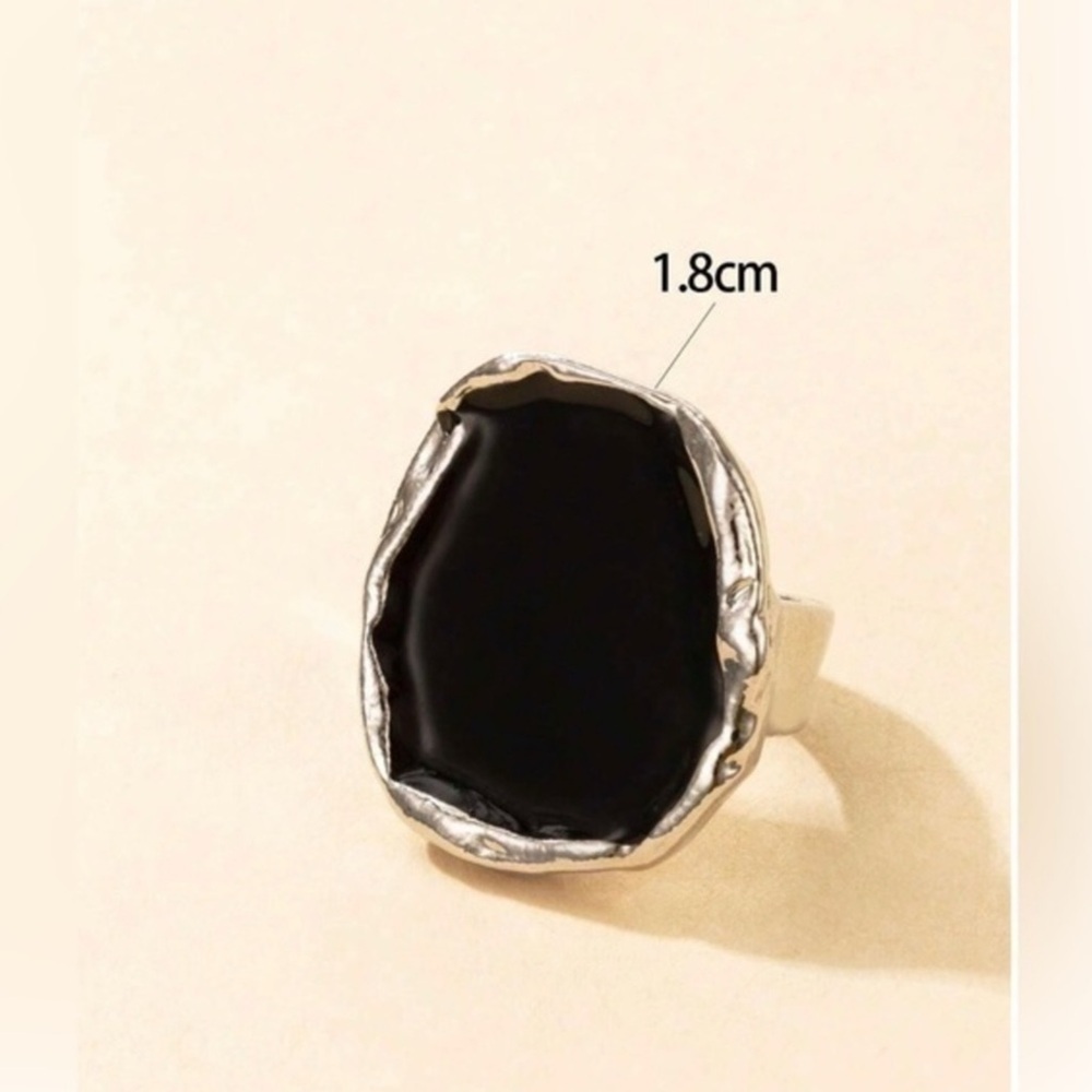 ✨NEW Silver Ring with Black Stone - Picture 3 of 4